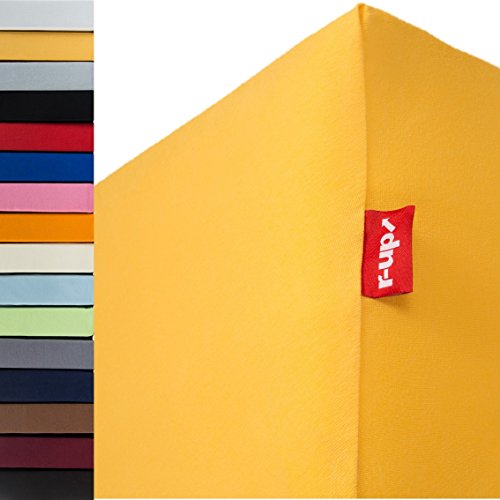 r-up Passt Spannbettlaken 120x200-130x200 bis 35cm Höhe viele Farben 100% Baumwolle 130g/m² OEKO-TEX stressfrei auch für hohe Matratzen (sonnengelb)