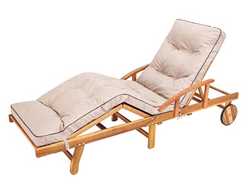 Liegenauflage, Auflage für Gartenliege 200 x 55 x 8 cm, Auflagen für Deckchair, Polsterauflage für Sonnenliege, Kissen für Liegestuhl, gesteppt - Beige