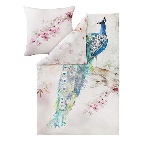 ESTELLA Mako-Satin Bettwäsche Peacock Multicolor 1 Bettbezug 135 x 200 cm + 1 Kissenbezug 80 x 80 cm