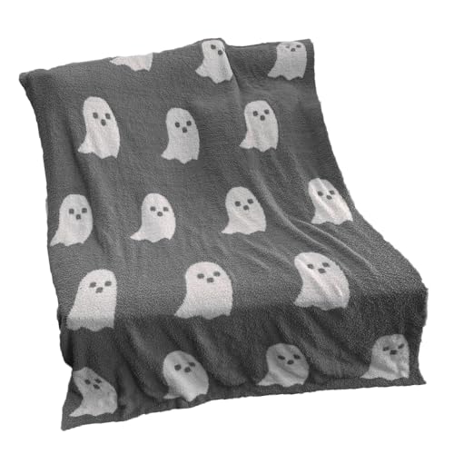 Fyearfly Ghosts Blanket Ghosts Blanket Soft Comfortable Breathable Halloween Throw Blanket 150x200cm/59x79in, 1300g / 45.9oz Black and White Ideal for TV and Camping, mehrfarbig, 60_x_180_cm