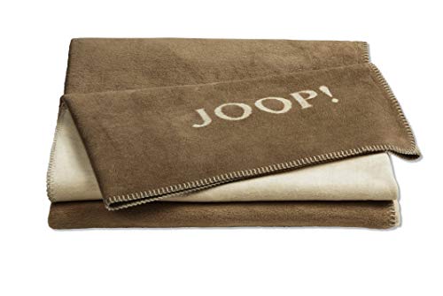 Joop!® Uni-Doubleface I flauschig-weiche Kuscheldecke Cashew-Macchiato I Wohndecke aus Baumwolle und Polyacryl in braun I Tagesdecke 150x200cm | nachhaltig produziert in DE I Öko-Tex Standard 100