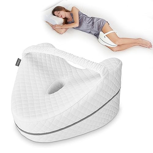 LITSPOT Kniekissen, Ergonomisches Seitenschläferkissen Memory Foam Knie Kissen Orthopädisches Kniekissen für Stützt Beine, Knie, Hüfte Rücken und Schwangerschaft, Abnehmbar und Waschbar