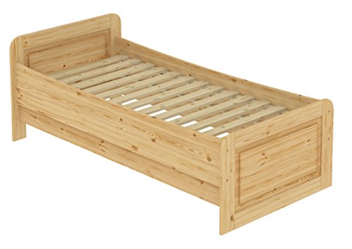 Erst-Holz Seniorenbett extra hoch 120x200 Einzelbett Holzbett Massivholz Kiefer Bett mit Rollrost 60.42-12