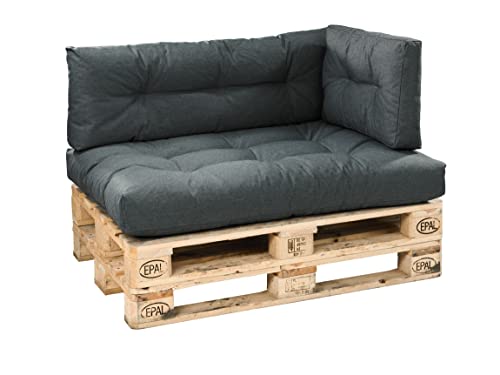 Traumnacht Outdoor Palettenauflage mit Schaumstoffstäbchen gefüllt, Palettenkissen, Palettenpolster Palettenmöbel Palettensofa 3er Set (Sitz+Rücken+Seitenteil), anthrazit