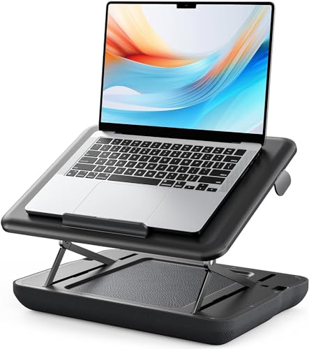 Augenhöhe Laptopkissen, Laptop Tisch höhenverstellbar, SAIJI eine Sekunde einstellbar Laptop Kissen, laptopunterlage, Laptop Ständer für Bett,bis 17'' Lapdesk, mit Telefon Halter