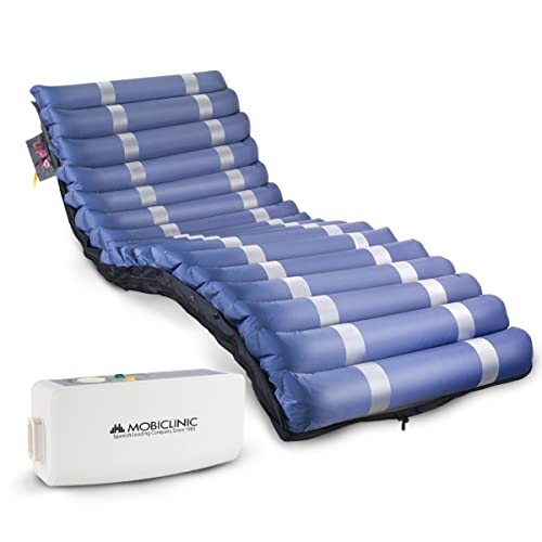 Mobiclinic® Pro, Antidekubitusmatratze mit Luft, 200x105x12,8, Mobi 3 Plus, Wechseldruckmatratze mit Kompressor, Geräuscharm, 105 cm breit, 17 Luftzellen, Für Dekubitus Grad I, II und III, Blau