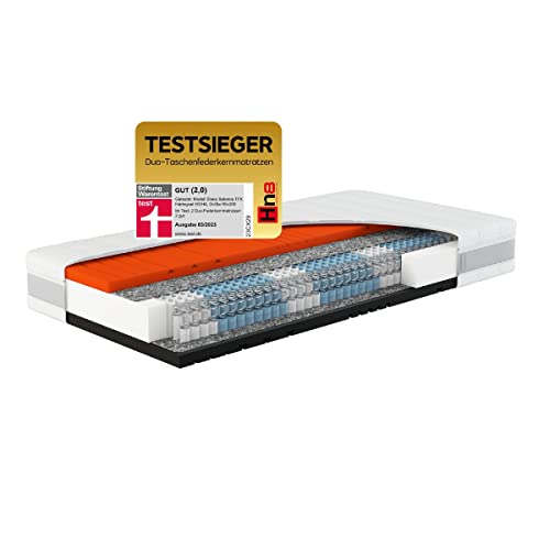 HN8 Premium Taschenfederkernmatratze - TESTSIEGER 2023 Stiftung Warentest - Boxspringbett - Matratze - Gästematratze - Mattress - Schlafmatratze - Boxspringmatratze 140 x 200 cm