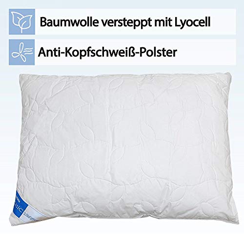 Frankenstolz Original Kissen mit kühlendem Tencel/Lyocell und weichen Faserbällchen, ideal für Schwitzer, Kochfest und damit ideal für Allergiker geeignet, Made in Germany, Größe ca. 70 x 90 cm