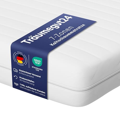 Träumegut24 AquaFlex 7-Zonen Kaltschaummatratze | Ergonomische Matratze | Härtegrad H2 & H3 | ÖkoTex Zertifiziert | Rollmatratze (12cm, 140 x 200 cm)