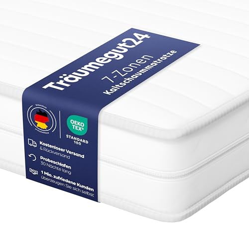 Träumegut24 AquaFlex 7-Zonen Kaltschaummatratze | Ergonomische Matratze | Härtegrad H2 & H3 | ÖkoTex Zertifiziert | Rollmatratze (16cm, 120 x 200 cm)
