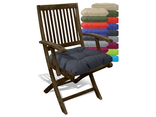 npluseins Sitzkissen - Kissen wetterfest und wasserdicht - Premium Sitzpolster - Sitzunterlage für Garten Terrasse Balkon 1572.2264, Stuhlkissen (40 x 40 x 9 cm), anthrazit