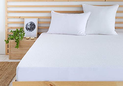 Todocama – Matratzenschoner, anpassbar, aus Frottee, wasserdicht, atmungsaktiv, für Bett von 80 x 190/200 cm, Weiß