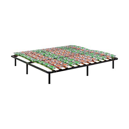 i-flair Metallbett Tellerlattenrost 160x200 cm auf Füßen, Gästebett Ergo IF57 mit Tellerfedern und Stauraum - für alle Matratzen und Betten geeignet