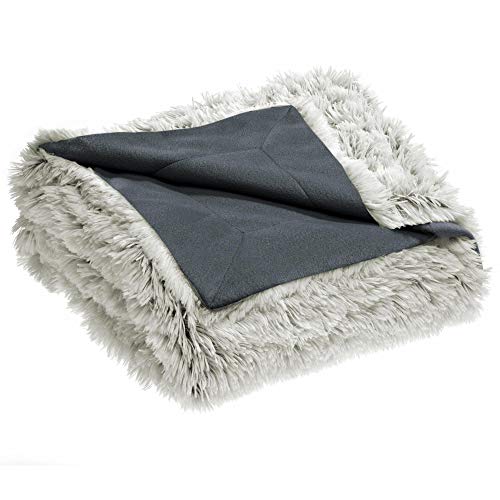 CelinaTex Kuscheldecke XXL 220 x 240 cm Creme grau Sofadecke Longhair Kunstfelldecke Flokati Optik Decke Fleece Wohndecke, Geschenk für Frauen, warm - Oeko-TEX Shetland