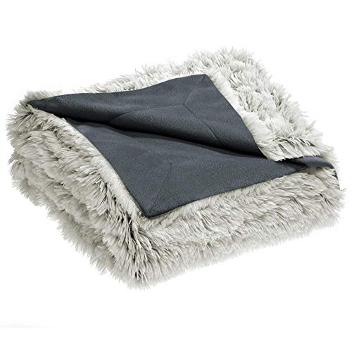 CelinaTex Kuscheldecke 150 x 200 cm Creme grau Sofadecke Longhair Kunstfelldecke Flokati Optik Decke Fleece Oeko-TEX Shetland