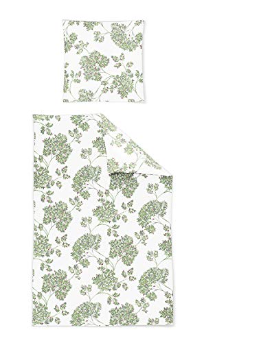Irisette Edel-Feinbiber Bettwäsche Feel Blüten grün 1 Bettbezug 135 x 200 cm + 1 Kissenbezug 80 x 80 cm