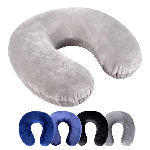 Schramm Rocco e.K. Nackenkissen 4 Farben wählbar Reisekissen Nackenhörnchen orthopädisches Nackenstützkissen Memory-Schaum Travel Neck Pillow, Farbe:grau