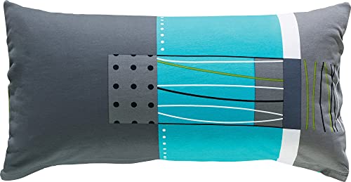 Erwin Müller Zusatz-Kissenbezug, Kissenhülle Mako-Jersey grün-blau-grau Größe 40x80 cm - bügelfrei, einlaufsicher, mit praktischem Reißverschluss (weitere Größen)
