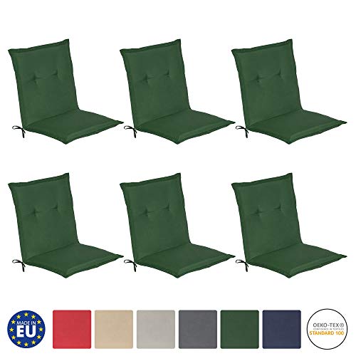 Beautissu 6er Set Loft NL Niedriglehner Auflagen Set dunkelgrün 100x50 cm Sitzkissen Gartenstuhlauflage Schaumkern-Füllung mit Oeko-Tex - UV Lichtecht