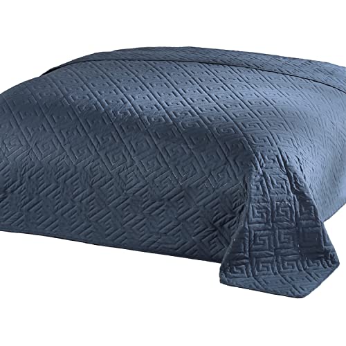 Delindo Lifestyle Tagesdecke Bettüberwurf Premium blau, für Einzelbett, einfarbig für Schlafzimmer, 140x210 cm