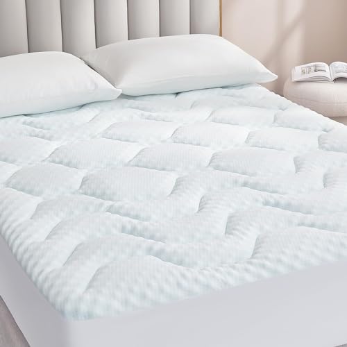 EHEYCIGA Gel Topper 160x200cm Boxspringbett, Matratzentopper 160x200cm Memory Foam, Matratzen Topper mit extra tiefem Tasche, Weiß