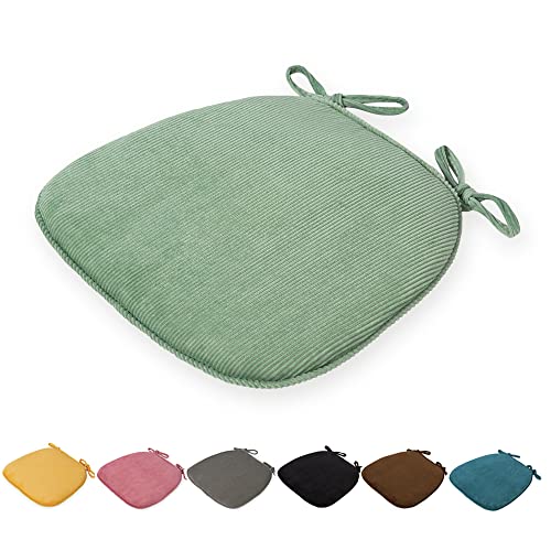 DOTBUY Kordsamt Stuhlkissen mit Bändern Abnehmbarem rutschfeste Sitzkissen Stuhl Waschbar Sitzpolster Sitzauflage für Gartenstuhl Gartenbank Terrasse Indoor Outdoor (Hellgrün,43x41x35cm)