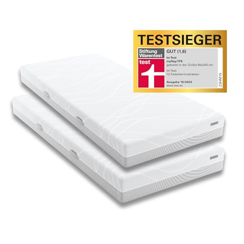 Schlaraffia myNap TFK-Matratze 90x200 cm, 2er Pack: Premium-Qualität, 7-Zonen-Komfort, Härtestufe mittel, Oeko-TEX Standard 100, Taschenfederkern Matratzen Set