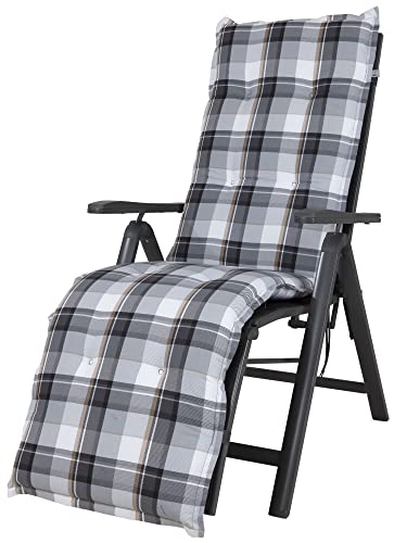 Kettler Polen KETTtex 2401 Auflage Relaxliege Milano grau-braun-weiß kariert 170x50x6 cm Sitzpolster (ohne Stuhl)