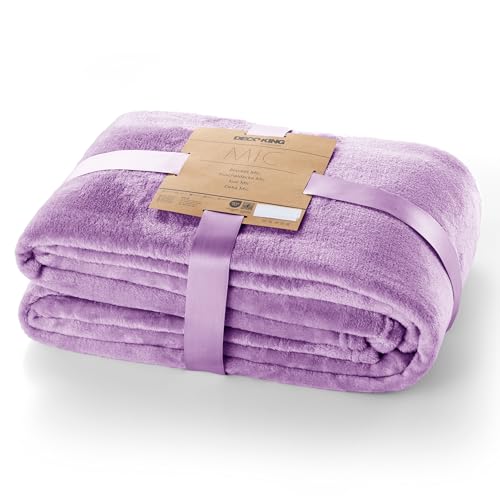 DecoKing Kuscheldecke 220x240 cm lila Decke Microfaser Tagesdecke Fleece weich sanft kuschelig Lilac Mic