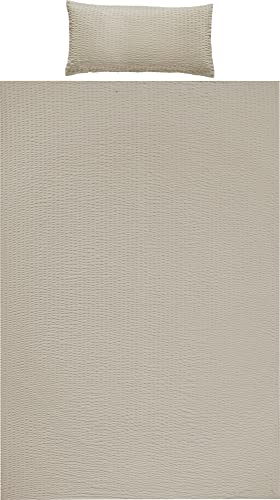 REDBEST Bettwäsche, Bettgarnitur Seersucker Uni Detroit - weich, schnell trocknend, bügelfrei, mit Reißverschluss - taupe Größe 135x200 cm (40x80 cm)