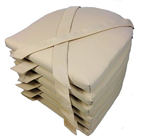 Rattani Set 6 x Stuhlkissen/Sitzkissen Marina halbrund mit Schleife 42 x 45 cm Dicke 5 cm, Fb. beige, Polyester