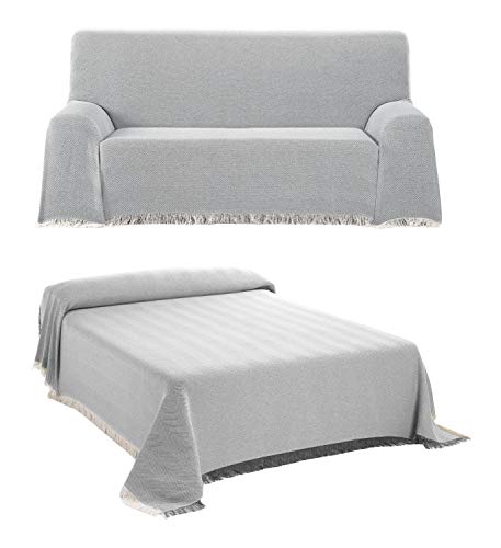 BEAUTEX Tagesdecke - Wohnzimmer Decke aus Baumwolle, Praktischer Überwurf als Sofadecke oder Couchdecke - Bed Throw Blanket - Hochwertiger Bettüberwurf in Grau, 180 x 260 cm