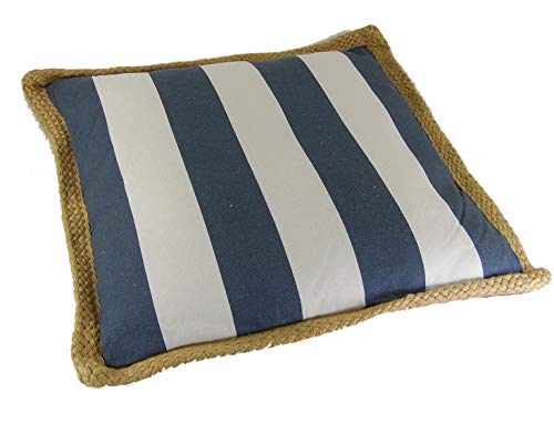 osters muschel-sammler-shop Kissen/Bodenkissen 50x50 cm - gestreift - maritimes Kissen, Kissen maritim, Bootskissen, Gartenkissen, Stuhlkissen, Sofakissen (blau/Weiss)