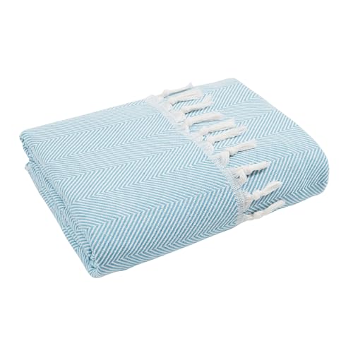 Mixibaby Tagesdecke 150x 200 Wohndecke Wendedecke Kuscheldeck Sofadecke Couchdecke, Farbe:Türkis-Cream