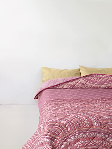 Bassetti Bettwäsche-Set für französisches Bett, Oberlaken 180 x 280 cm, Spannbettlaken 125 x 200 cm und Kissenbezüge 50 x 80 cm, Baumwolle (lila Mosaik)