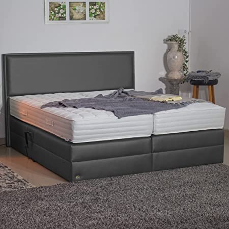 PAARA Boxspringbett Rom GM | 10.000 Newton Motorleistung | Antirutsch-Matten | Royal-WS® Taschenfederkern Matratze mit GELAX® Topper Kern | Made in Germany (120 x 220 cm)