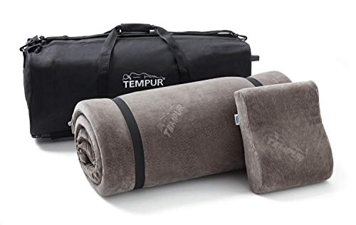 TEMPUR Reiseset 3-teilig mit praktischem Trolley, Reise-Nackenkissen sowie Reisematratze für Unterwegs, Anthrazit