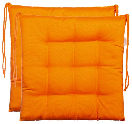 Brandsseller Sitzkissen Dekokissen Stuhlkissen Zierkissen Gartenkissen - 9er Steppung- in Verschiedene Motive (2er-Paket, Orange)