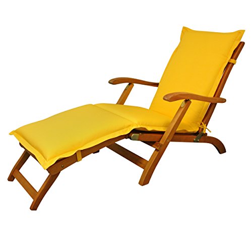 IND-70446-AUDC Deck Chair Auflage Premium, extra dicke Polsterauflage für Liegestuhl mit Reißverschluss, 190 x 50 x 9 cm, Gelb