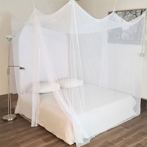 FLYSTOPPER - MOSKITONETZ Doppelbett XXL - 240x220x230, XXL Mückennetz für Bett, feinste Löcher, rechteckiger Netzvorhang Reise, Insektenschutz, 2 Einträge, einfache Anbringung, Tragetasche