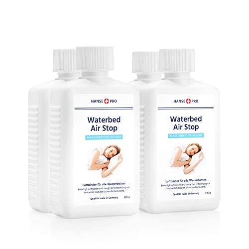 HANSE PRO Waterbed Air Stop (4 x 250 ml) I Luftbinder I Wasserbetten-Pflege I Zubehör für Wasserbett I für alle Wasserbetten geeignet I wirkt effektiv gegen Blasenbildung