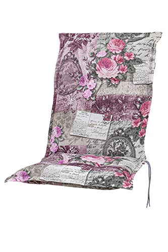 Kettler Polen KETTtex 0798 Auflage Mittellehner Florence Blumen rosa-grau Landhaus Sitzpolster 110x50x8 cm