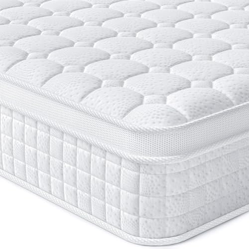 Vesgantti Matratze 30cm höhe 90x200cm H3/4 Ortho 7-Zonen Taschenfederkernmatratze Mittelfest Kaltschaum Orthopädische Federkernmatratze Öko-Tex Zertifiziert Matratzen Weiß