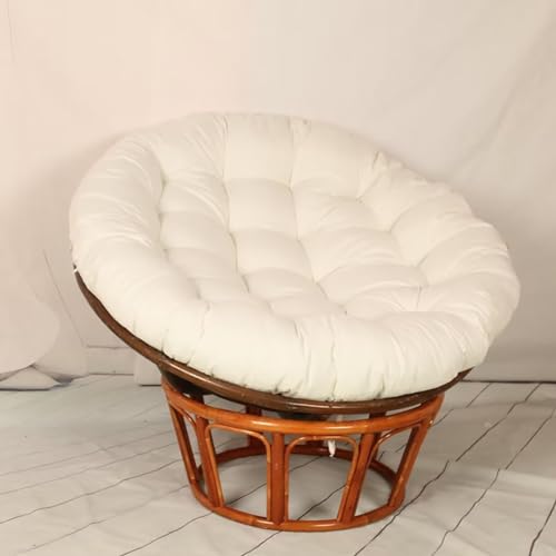 Xinwanhong Papasansessel Kissen, Papasan Sitzkissen für Hängesessel, Polster Bodenkissen für Schwenksessel, Rund Papasan Sessel, Polyrattan Sessel, Garten Stuhlauflag, Beige, 70 * 70cm