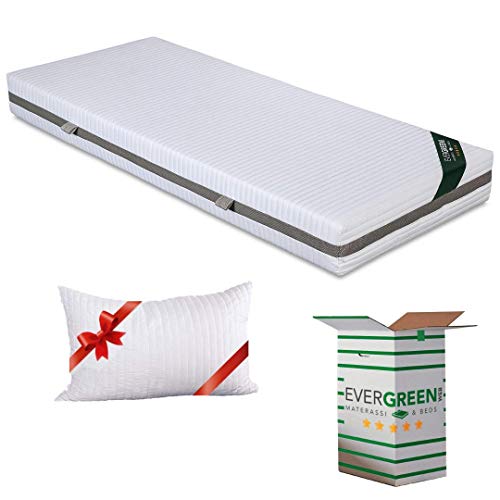 EVERGREENWEB Orthopädische Memory Foam Matratze 80x190 cm 20 Hoch + 1 Kissen INKLUSIV, Untere Platte aus Water Foam, Hypoallergen, Abnehmbarer Bezug, Für alle Lattenroste und Betten | Sleepy