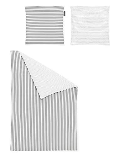 Irisette Essential Mako-Satin Bettwäsche Nora Silber, 1 Bettbezug 135 x 200 cm + 1 Kissenbezug 80 x 80 cm