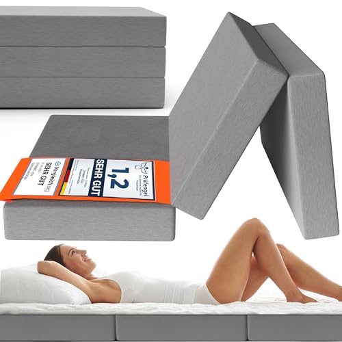 DYNMC you Klappmatratze 120x195x14 cm - Gästematratze Klappbar Mittel Hart H3 - Test SEHR GUT - Oeko TEX Zertifiziert - Gästebett Klappbar mit Husse - Faltmatratze - Bodenmatratze Kinderzimmer