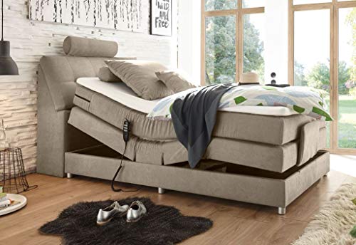Froschkönig24 Palermo 120x200 cm Boxspringbett Bett mit Motor Sand