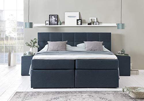 Furniture for Friends Möbelfreude® Boxspringbett Bea Midnight Blue 220x220 cm H2/H3 inkl. Visco-Topper, 7-Zonen Taschenfederkern-Matratze