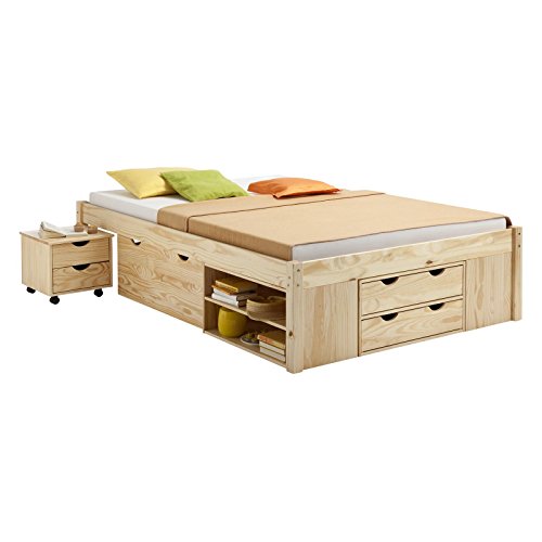 IDIMEX Funktionsbett Jugendbett Doppelbett Sabrina Kiefer massiv Natur lackiert Liegefläche 140x200 cm (B x L)